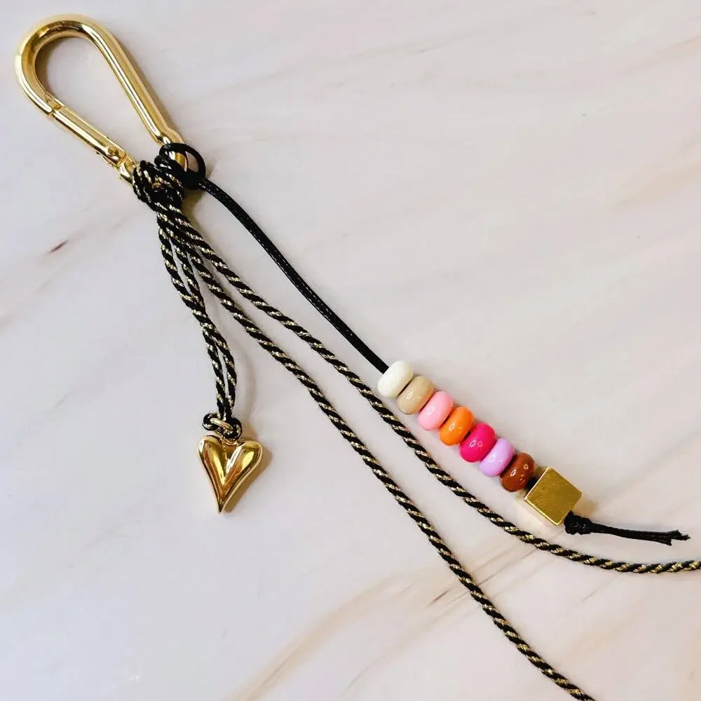 Heart And Beads Keyring Bag Charm